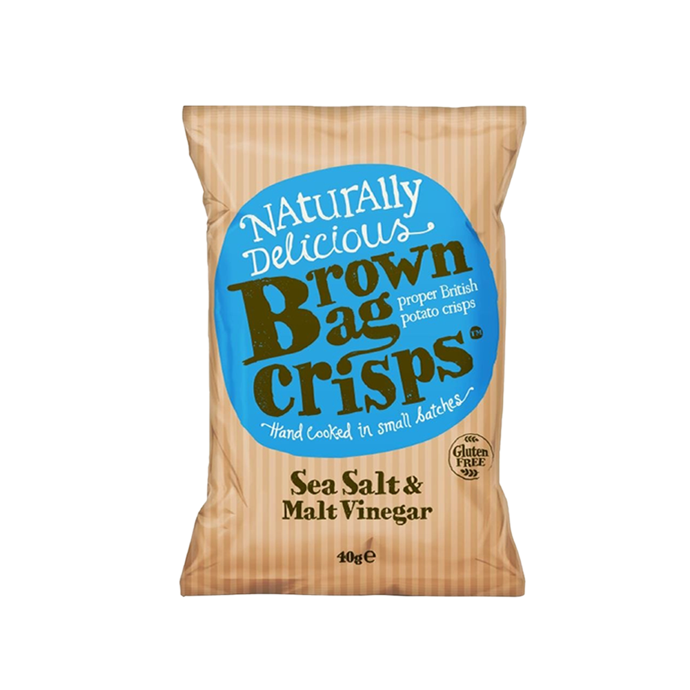 Brown Bag Crisps - Sea Salt & Malt Vinegar Crisps (40g) (20/carton)