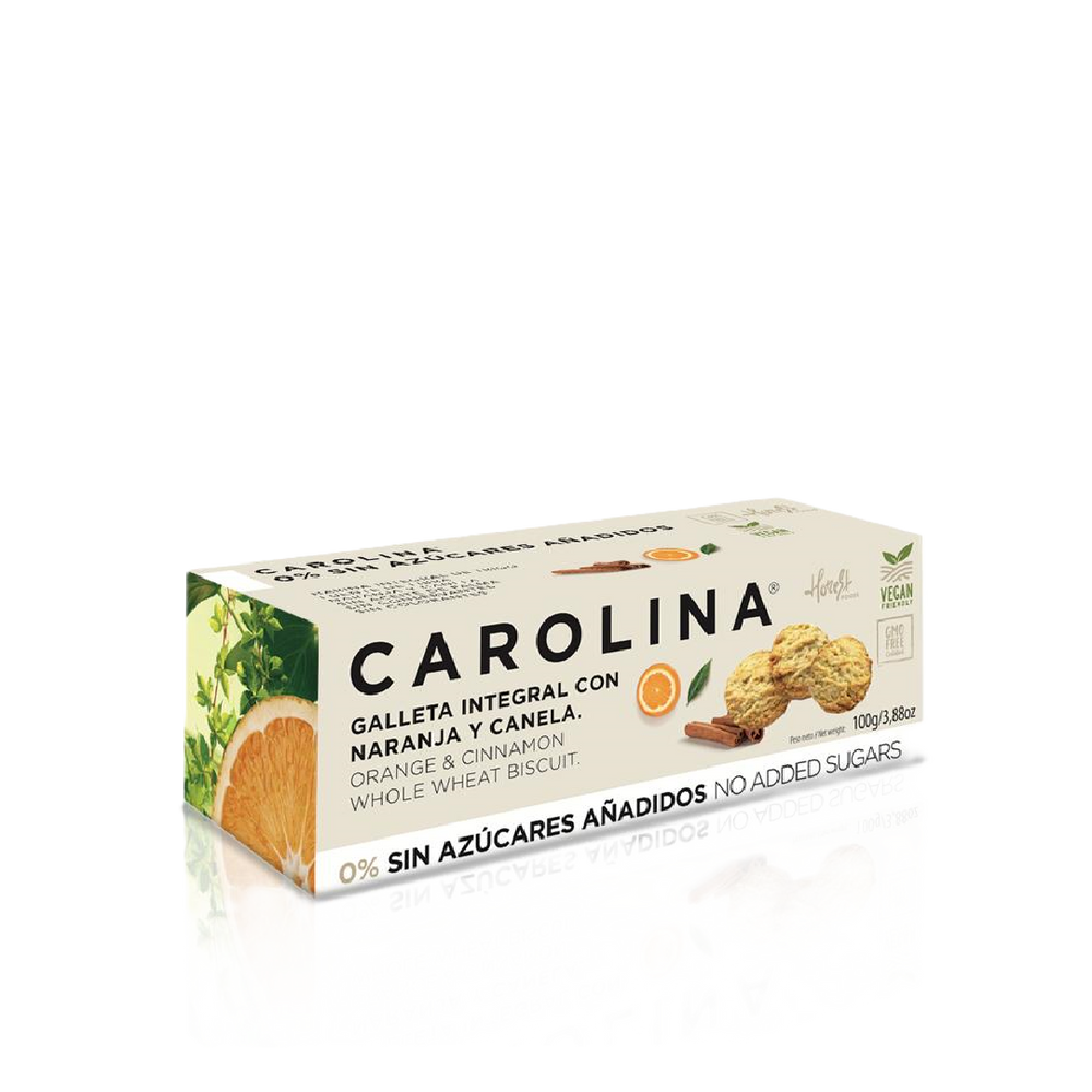 Carolina - Sugarfree Wholewheat Cookie with Orange & Cinnamon (100g) (12/carton)