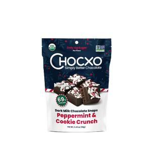 Chocxo - 69% Dark Milk Choc Peppermint & Cookie Crunch Snaps (98g) (6/carton)