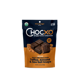 Chocxo - 69% Dark Milk Choc Toffee Almond Sea Salt Snaps (98g) (6/carton)