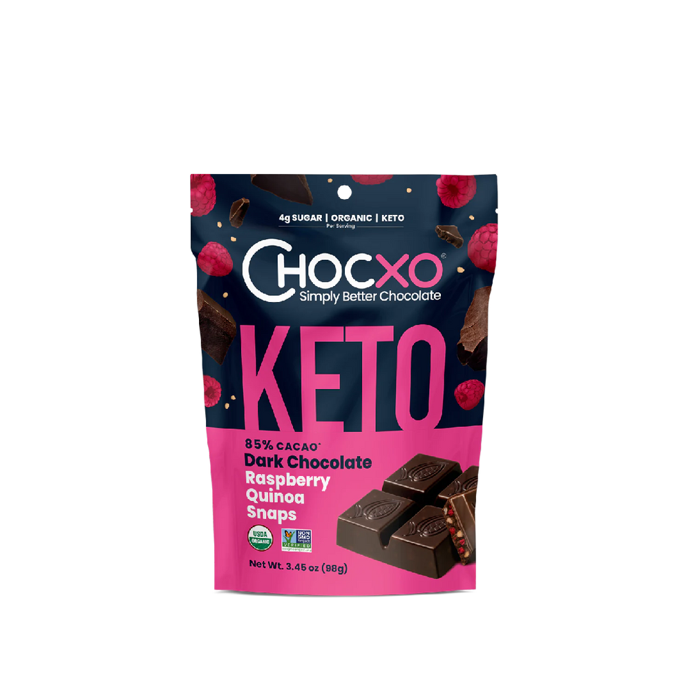 Chocxo - 85% Dark Organic Raspberry & Quinoa Snaps (98g) (6/carton)