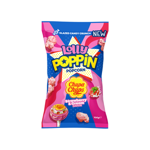 Chupa Chups - Lolly Poppin Strawberry and Cream Flavour Popcorn (100g)