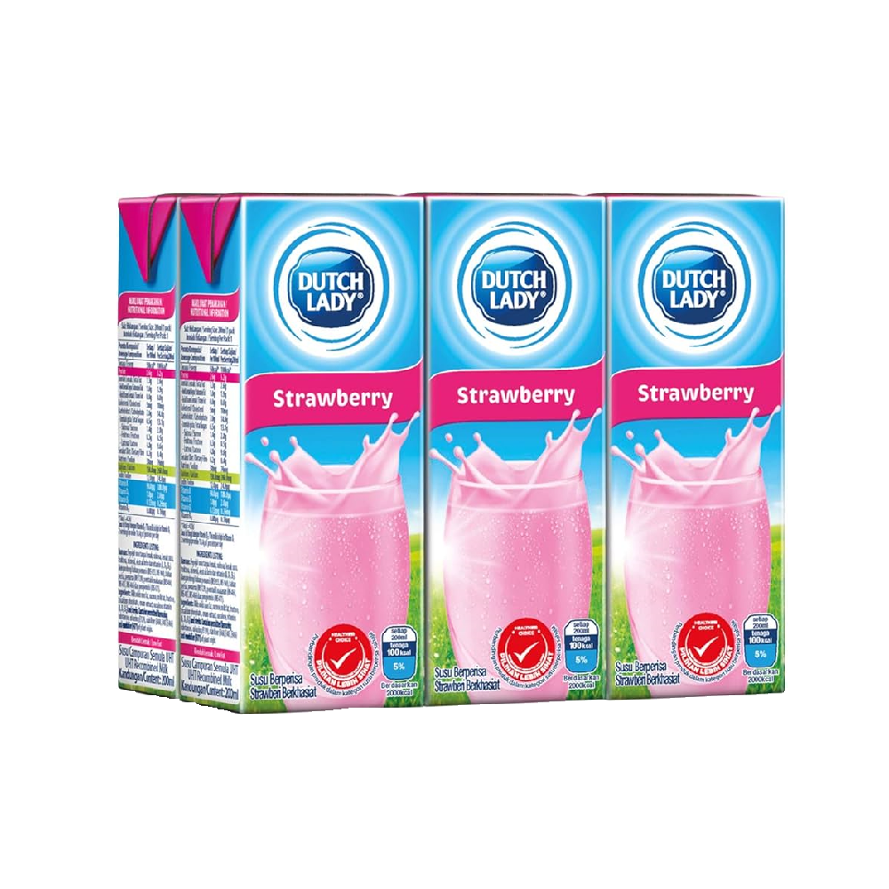 Dutch Lady- Pure Farm UHT Strawberry Milk (6/pack) (200ml) (4/carton)