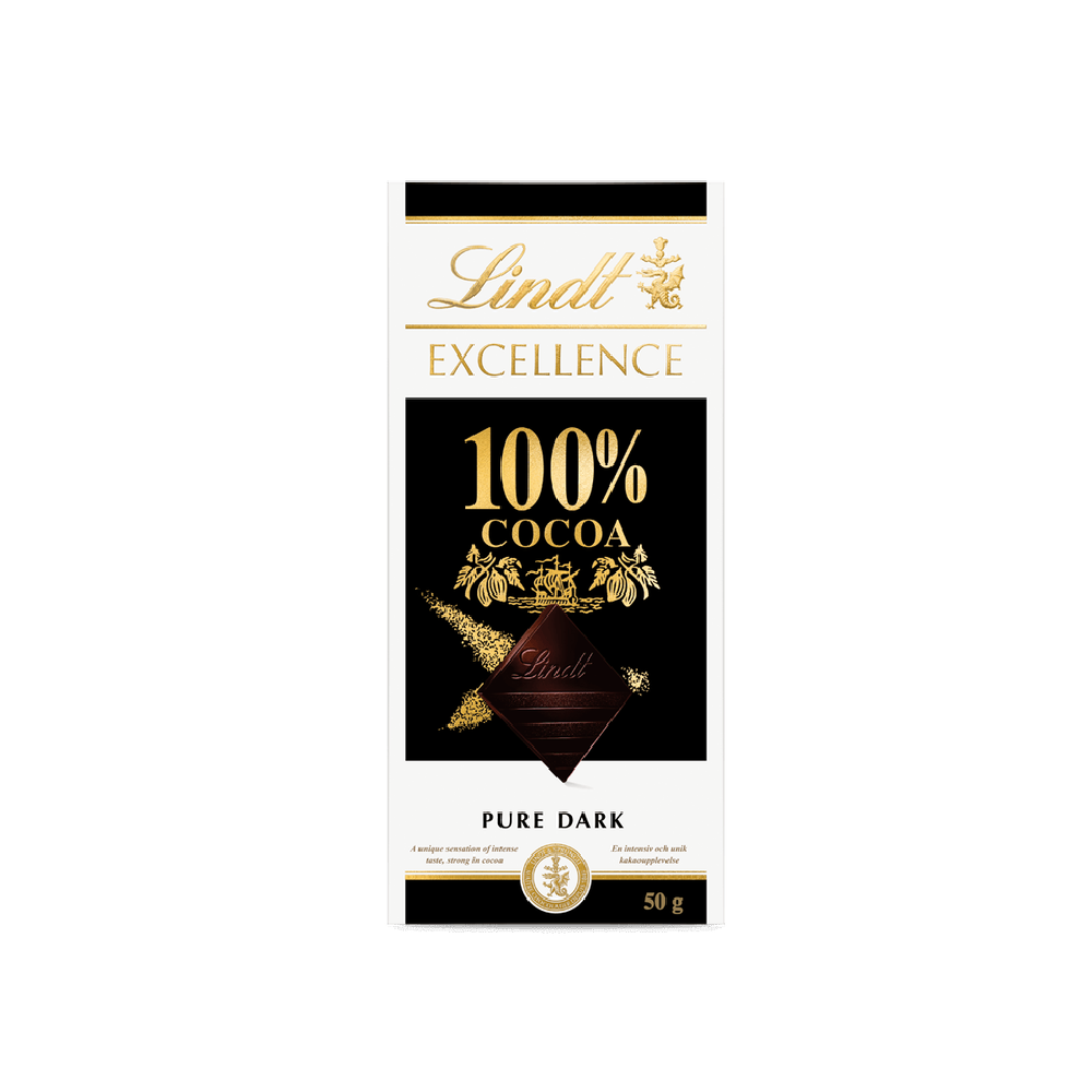 Lindt - Excellence 100% Dark Chocolate (50g) (18/carton)