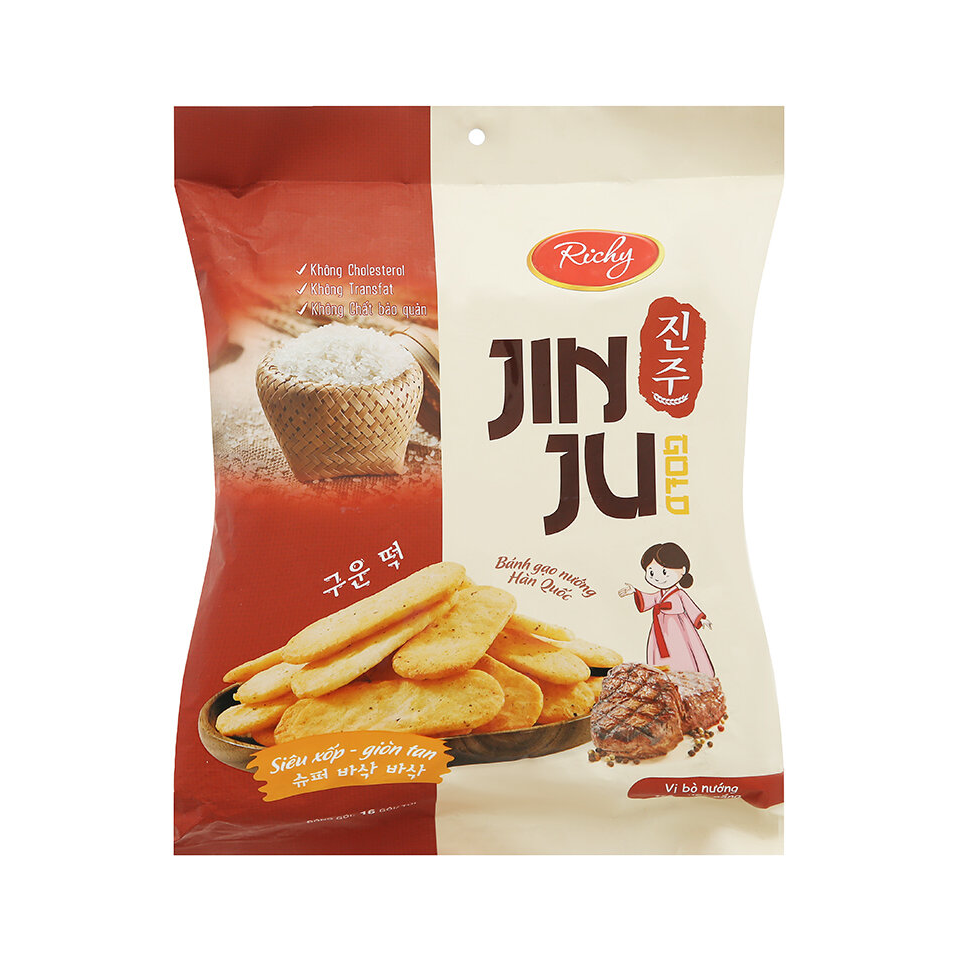 Richy Jin Ju -  BBQ Pepper Steak Rice Cracker (145g)