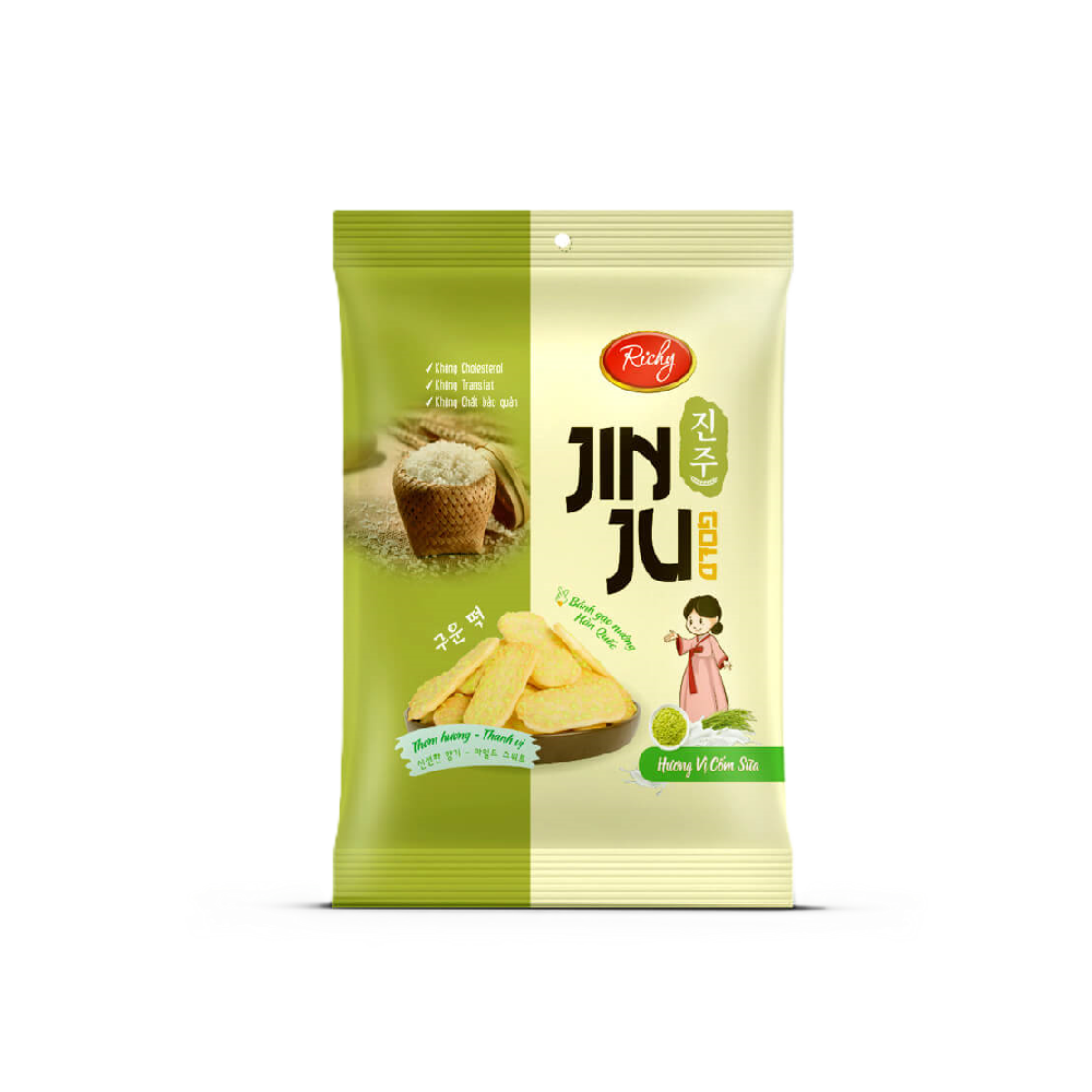 Richy - Jin Ju Pandan Gold Rice Cracker (14/pack) (134g) (20/carton)