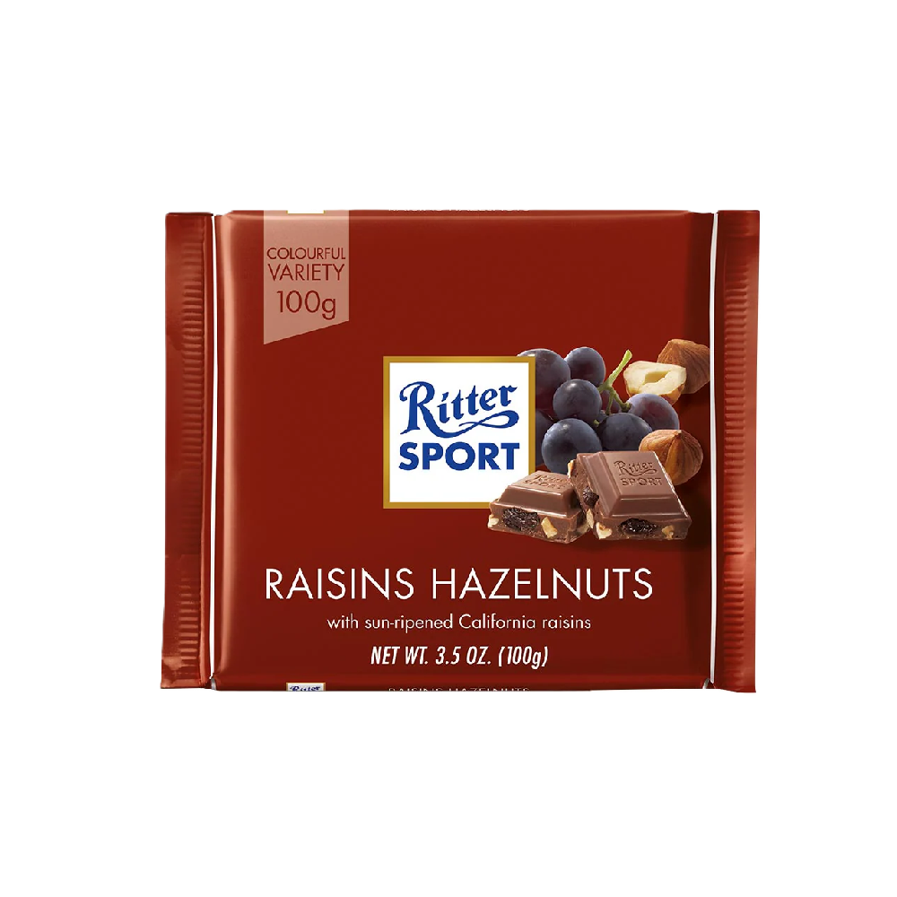 Ritter Sport - Raisins & Hazelnuts Chocolate (100g) (12/carton)