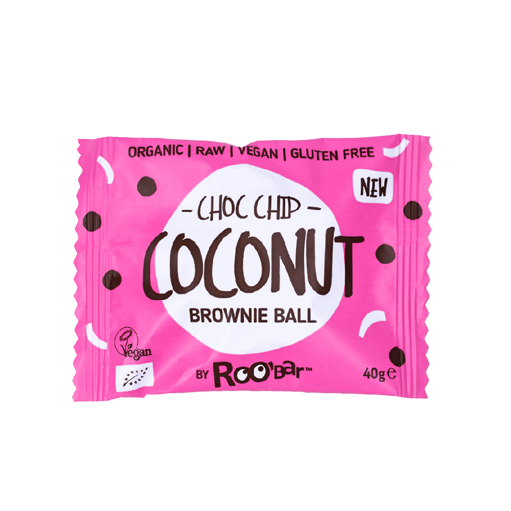 Roobar - Chocolate Chip Coconut Brownie Ball (40g) (12/carton)