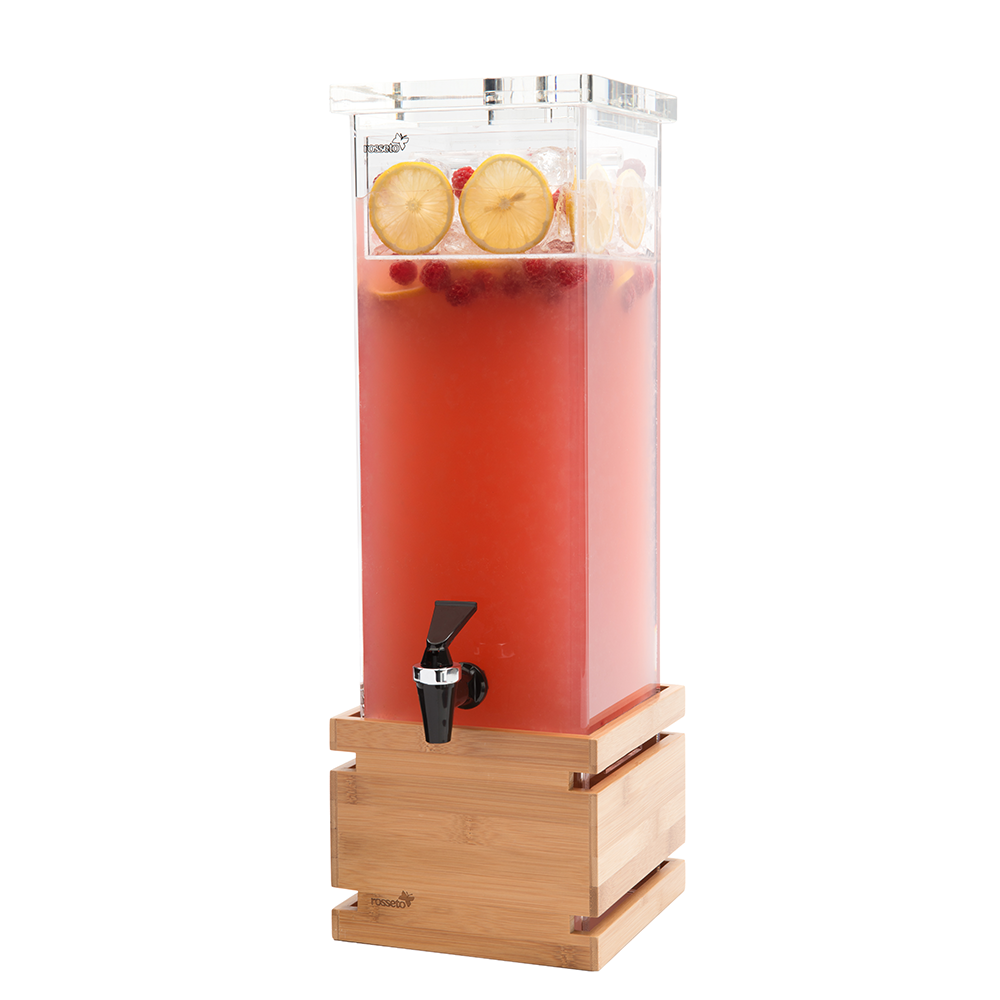 2 Gal. Rectangular Bamboo Base Beverage Dispenser