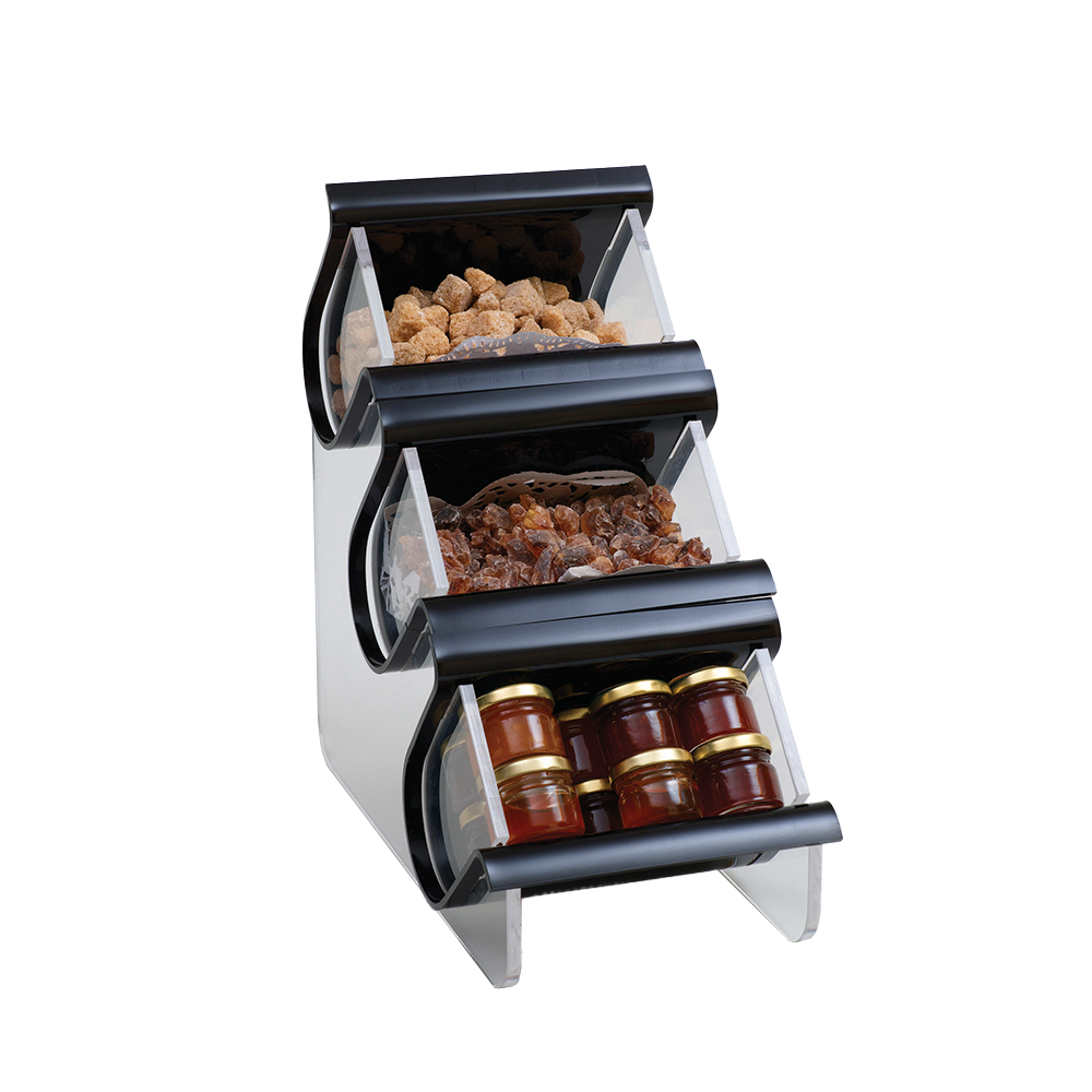 Single Unit, Three-Compartment Black Acrylic EZ-Organizer