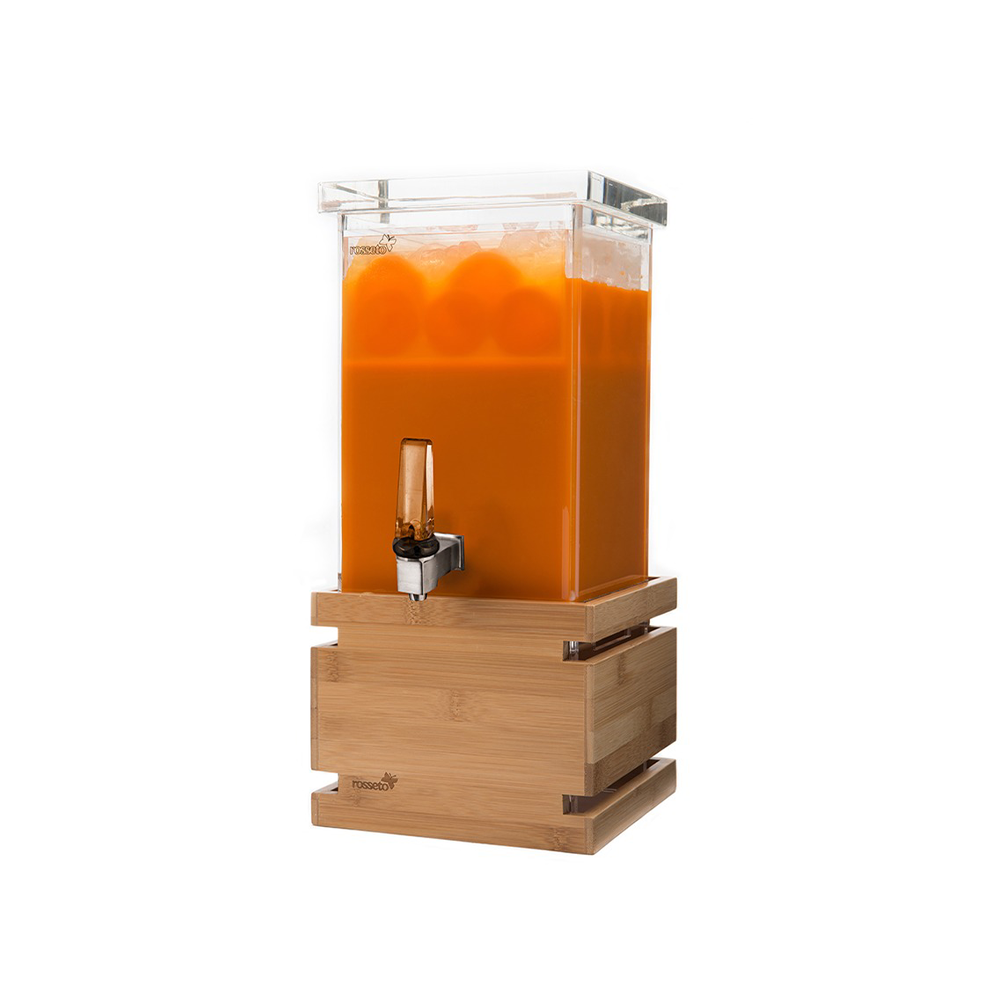 Square 1 Gal. Beverage Dispenser with Bamboo Base