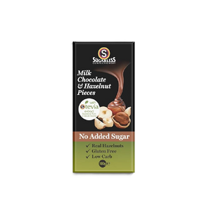 Sugarless Confectionery - Milk Chocolate & Hazelnut Pieces (100g) (12/carton)