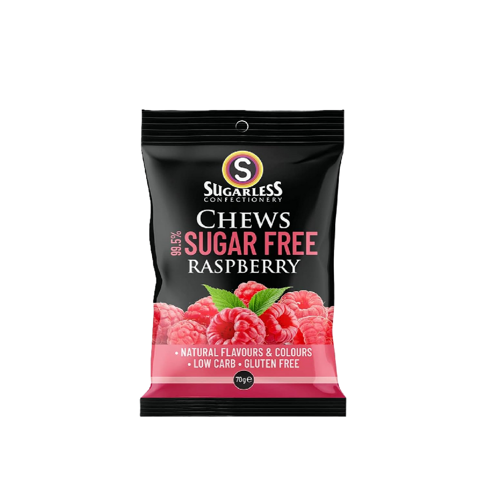 Sugarless Confectionery - Raspberry Flavour Chews (70g) (20/carton)