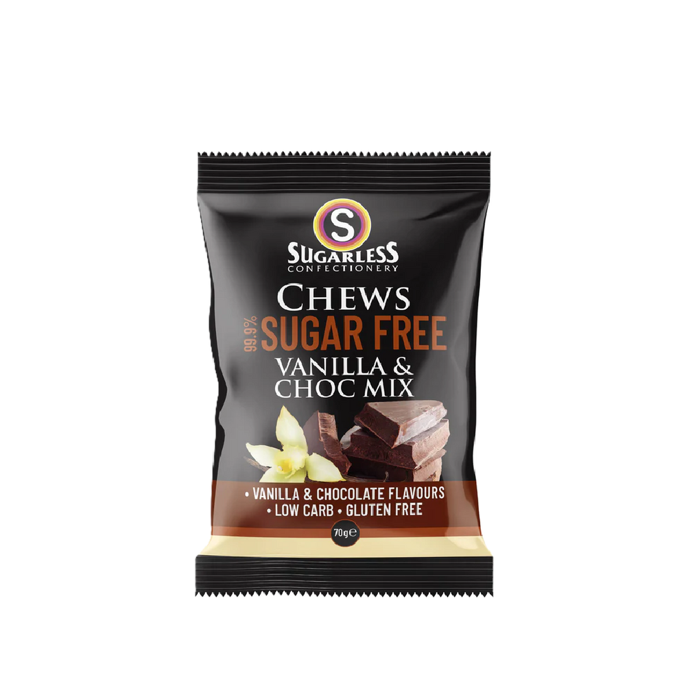 Sugarless Confectionery - Vanilla & Choc Mix Flavour Chews (70g) (20/carton)