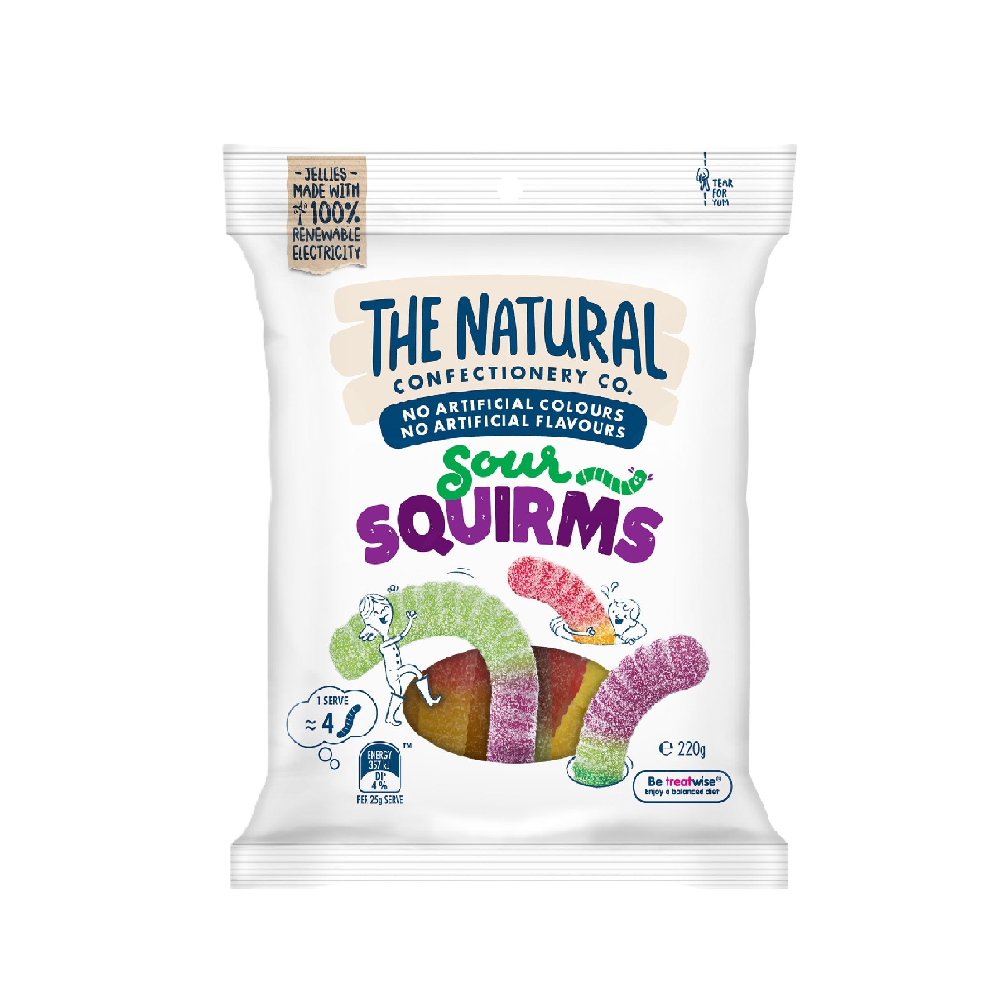 The Natural Confectionery Co - Sour Squirms Gummy (220g) (16/carton)