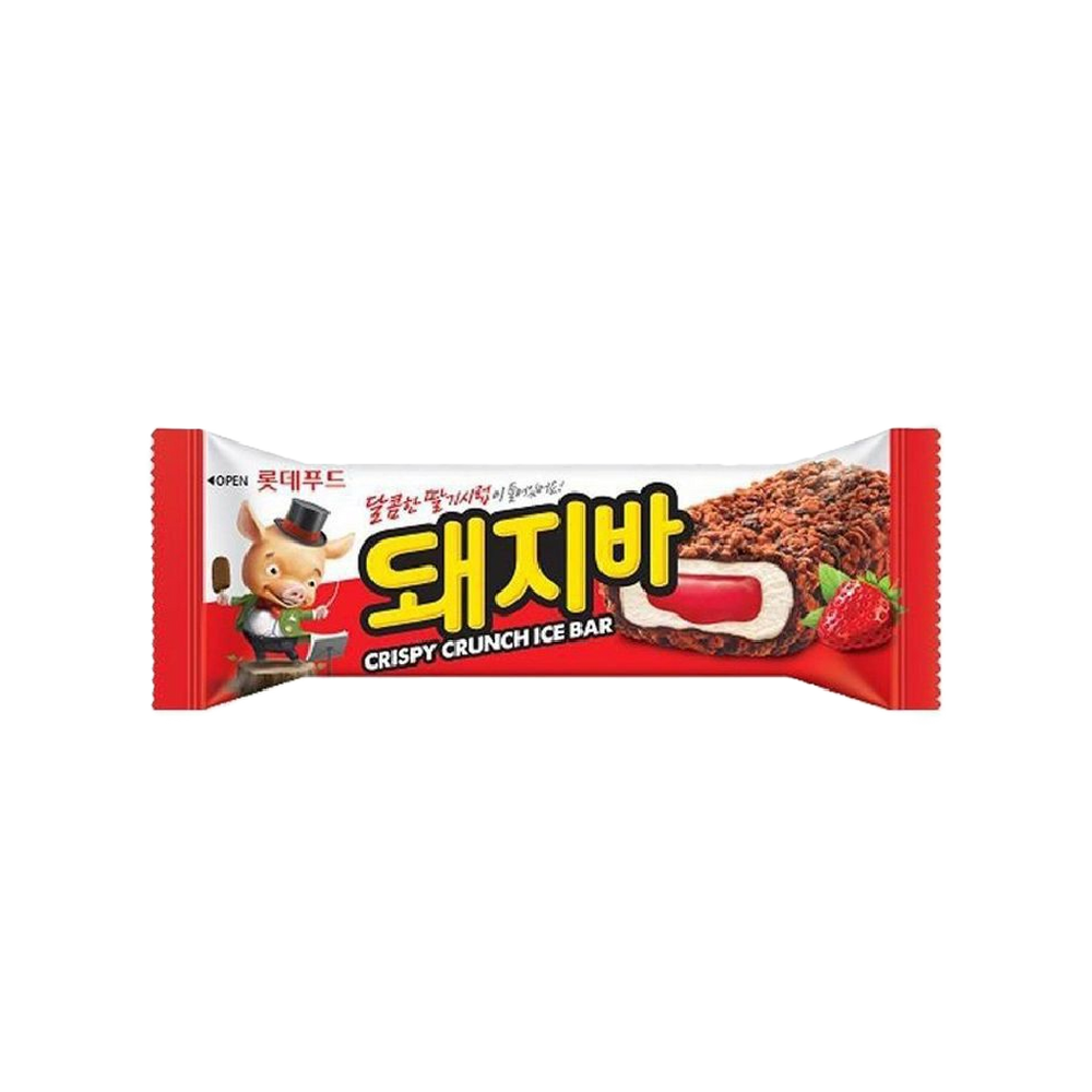 Lotte - Ice Cream Bar With Strawberry Syrup Filling and Crunchy Chocolate Cookie (70ml) (40/carton)