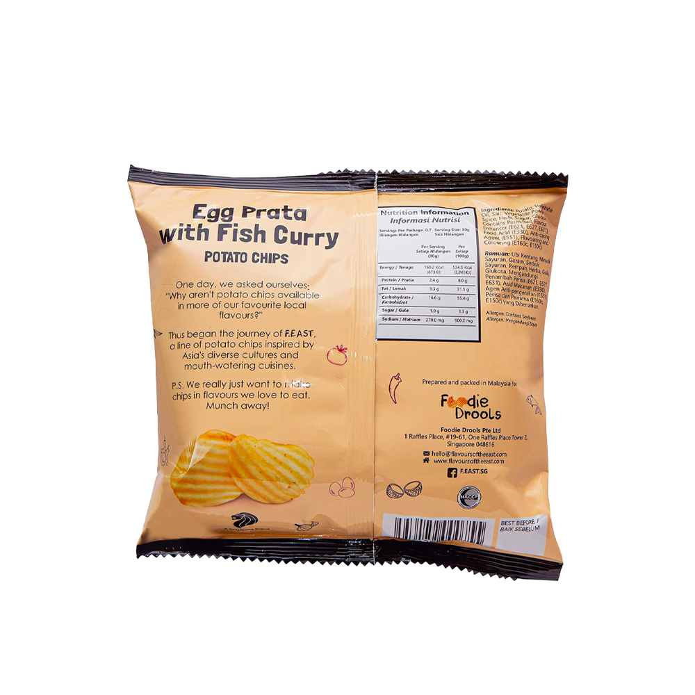 Feast Chips - Egg Prata With Fish Curry Potato Chips (22g) (30/carton)