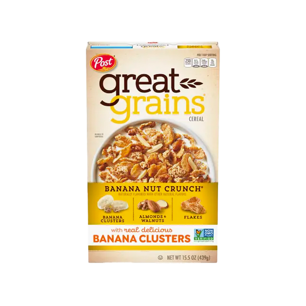 Post - Great Grains Banana Clusters Nut Crunch (439g) (12/carton)