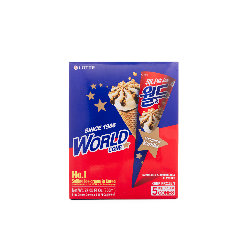 Lotte - World Cone Vanilla (5/pack) (160ml) (5/carton)