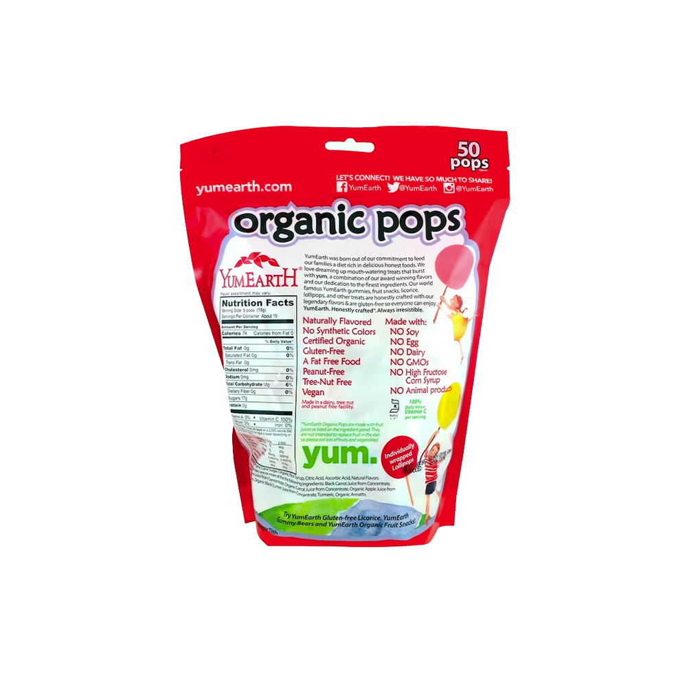 Yummy Earth - Organic Lollipops (349g) (12/carton)