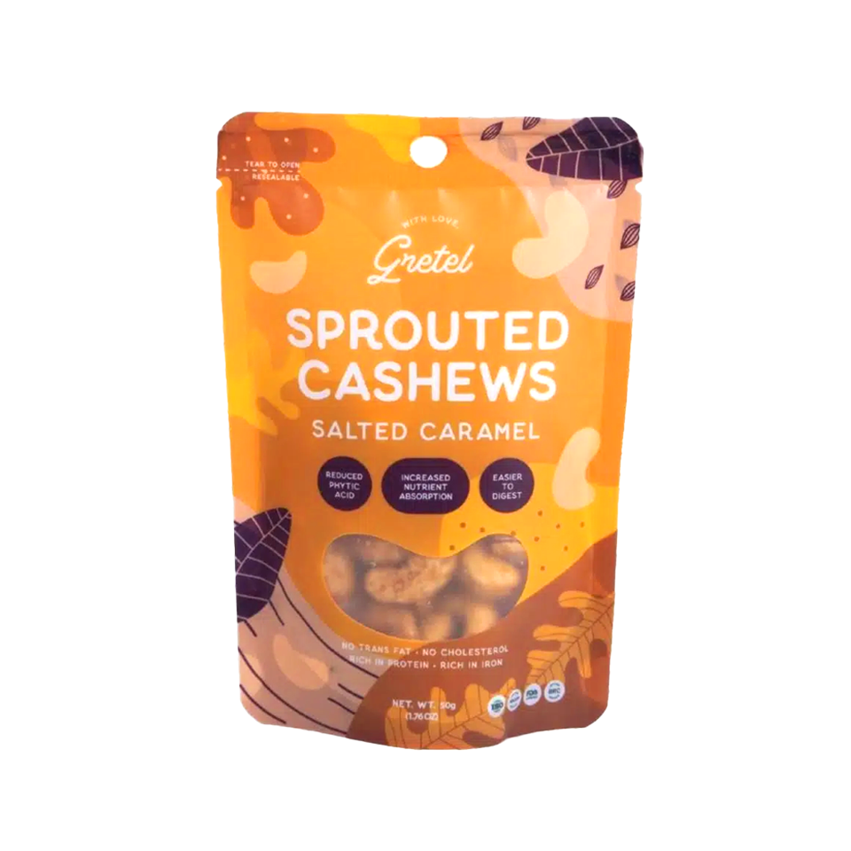 Gretel - Salted Caramel Sprouted Cashews (50g) - Front Side