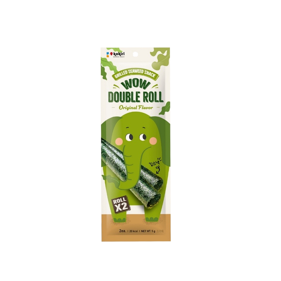 Kokiri - Wow Double Roll Original Flavour Grilled Seaweed Snack (5/pack) (25g) (12/carton)