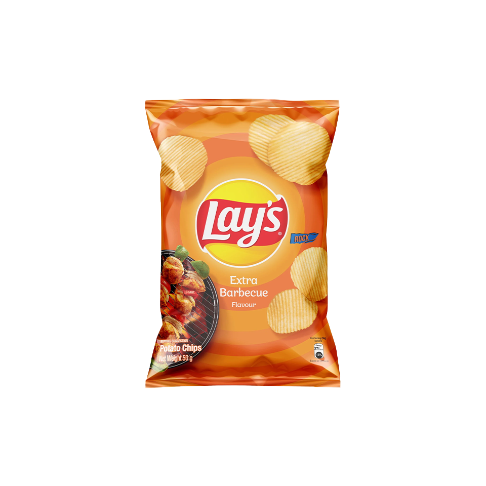 Lays - Extra Barbecue Flavour Chips (50g) - Front Side