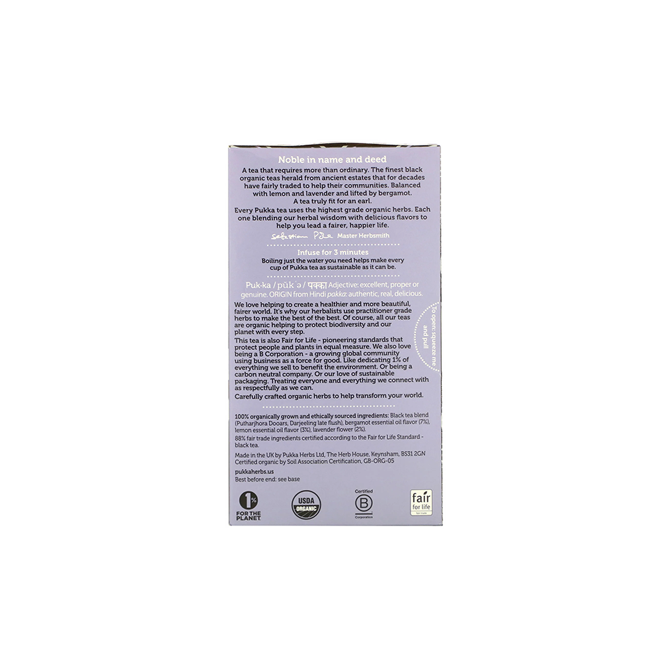 Pukka - Organic Gorgeous Earl Grey Tea (20/pack) (40g) - Product Information
