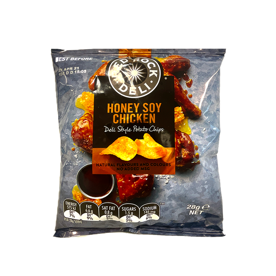 Red Rock - Honey And Soy Potato Chips (28g) - Front Side