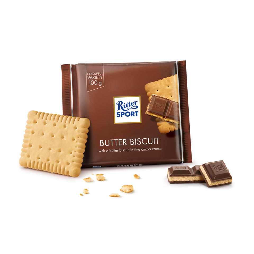 Ritter Sport - Butter Biscuit And Milk Chocolate (100g) - With Illustration