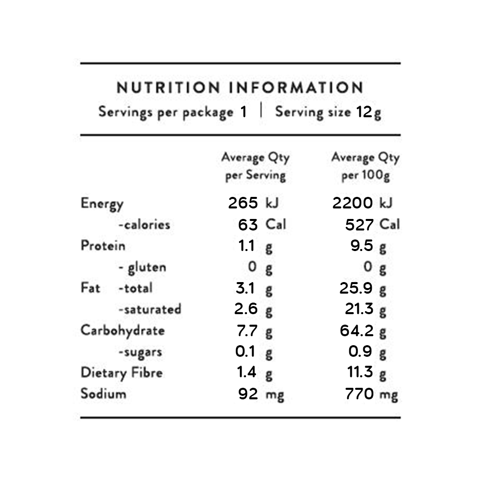 Serious Popcorn - Sea Salt Popcorn (12g) - Nutritional Information