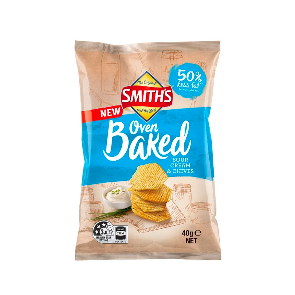 Smith - Oven Baked Sour Cream And Chives Chips (40g) - Front Side