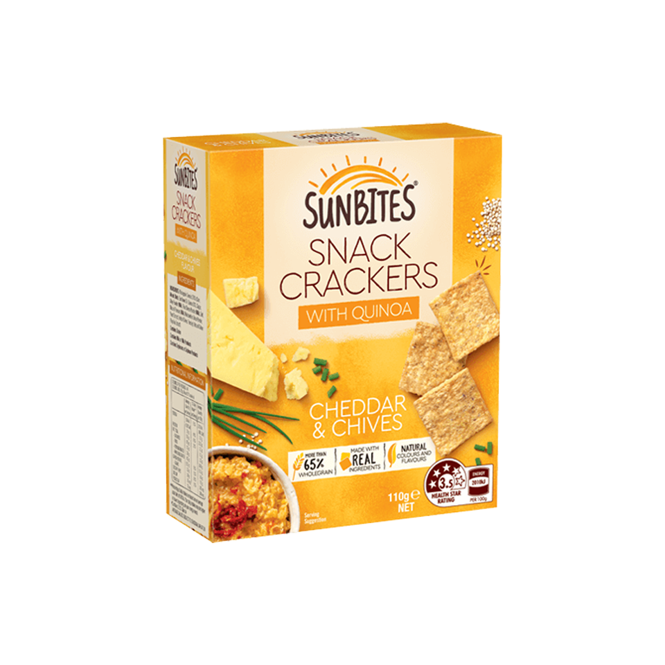 Sunbites - Cheddar & Chives Snack Crackers with Quinoa (110g) (10/carton)