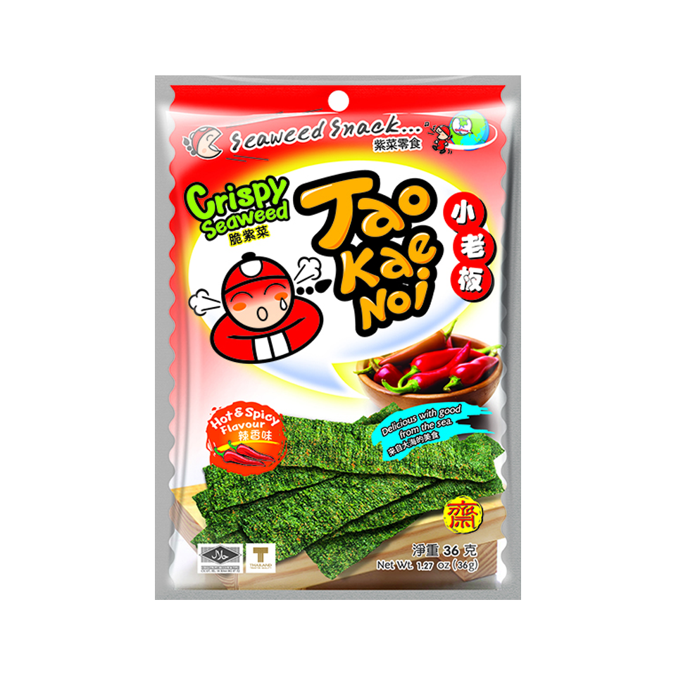 Tao Kae Noi - Spicy Flavoured Seaweed (20/pack) (15g) - Front Side