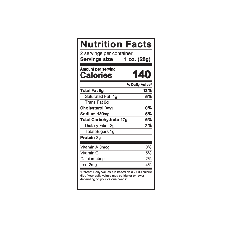 Temole - Kale And Pepper Cauliflower Puffs (56g) - Nutritional Information